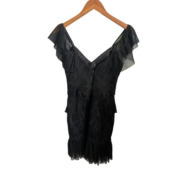 Bardot Valorie Lace Frill Sheath Black Mini Dress Size XS - Picture 8 of 8